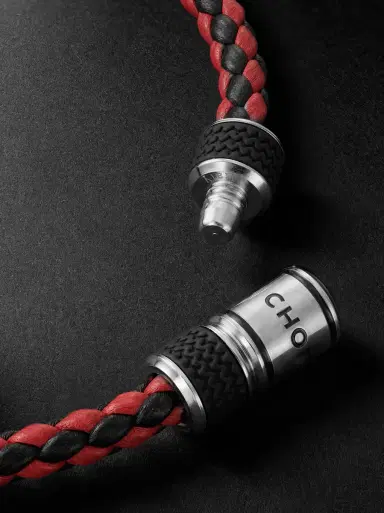 Chopard Classic Racing Woven Leather and Silver-Tone Bracelet - Men | Thumbnail 3
