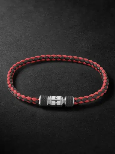 Chopard Classic Racing Woven Leather and Silver-Tone Bracelet - Men | Thumbnail 1