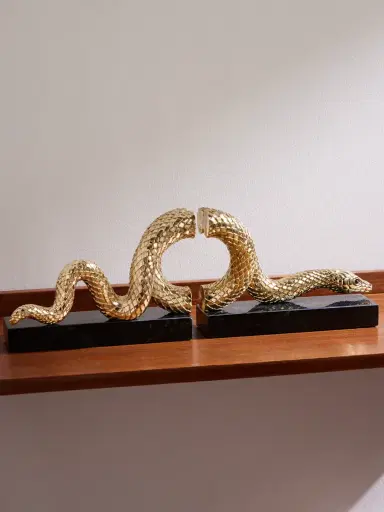 L'Objet Set of Two Gold-Plated Marble Bookends - Men | Thumbnail 1 L'Objet Set of Two Gold-Plated Marble Bookends - Men | Thumbnail 1