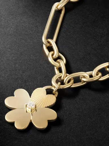 Foundrae Four Heart Clover 18-Karat Gold Diamond Bracelet - Men | Thumbnail 4