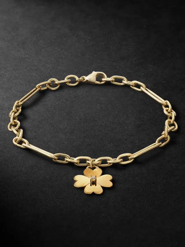Foundrae Four Heart Clover 18-Karat Gold Diamond Bracelet - Men