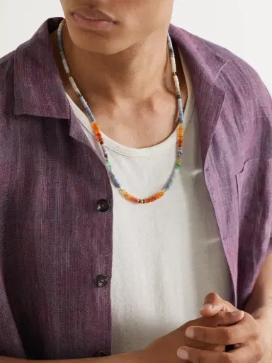 Jacquie Aiche Gold, Opal and Diamond Beaded Necklace - Men | Thumbnail 2