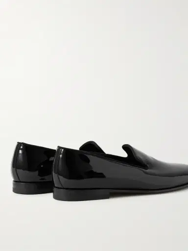 Manolo Blahnik Mario Grosgrain-Trimmed Patent-Leather Loafers - Men | Thumbnail 4