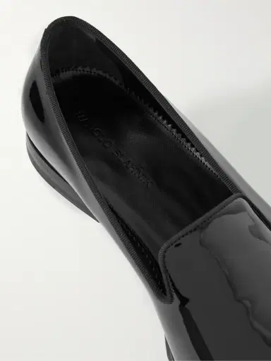 Manolo Blahnik Mario Grosgrain-Trimmed Patent-Leather Loafers - Men | Thumbnail 5