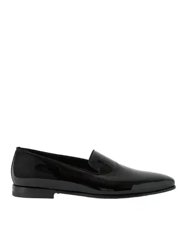 Manolo Blahnik Mario Grosgrain-Trimmed Patent-Leather Loafers - Men | Thumbnail 1