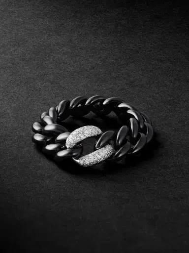 SHAY Link Medium 18-Karat White Gold, Ceramic and Diamond Ring - Men | Thumbnail 1 SHAY Link Medium 18-Karat White Gold, Ceramic and Diamond Ring - Men | Thumbnail 1
