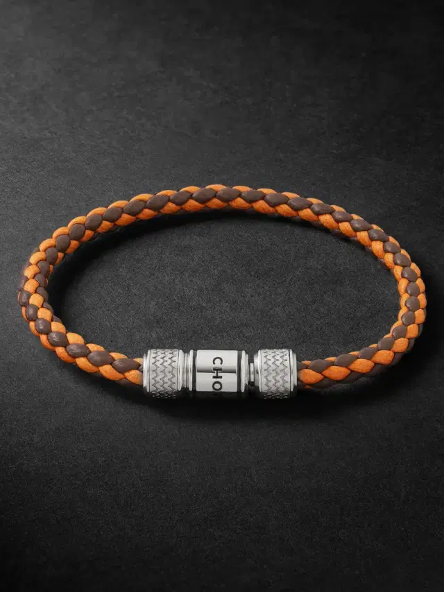 Chopard Classic Racing Woven Leather and Silver-Tone Bracelet - Men