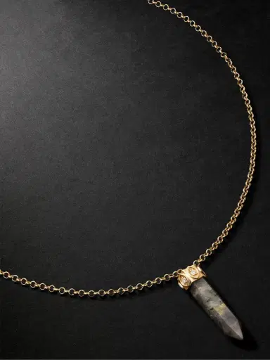 Sydney Evan Gold, Labdradorite and Diamond Necklace - Men | Thumbnail 1 Sydney Evan Gold, Labdradorite and Diamond Necklace - Men | Thumbnail 1