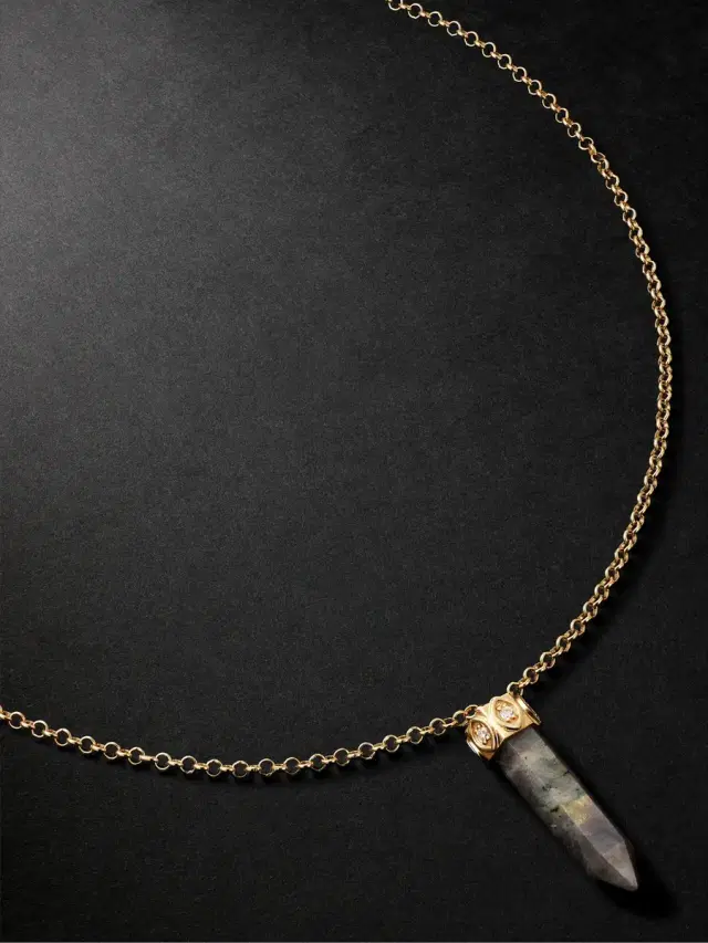 Sydney Evan Gold, Labdradorite and Diamond Necklace - Men