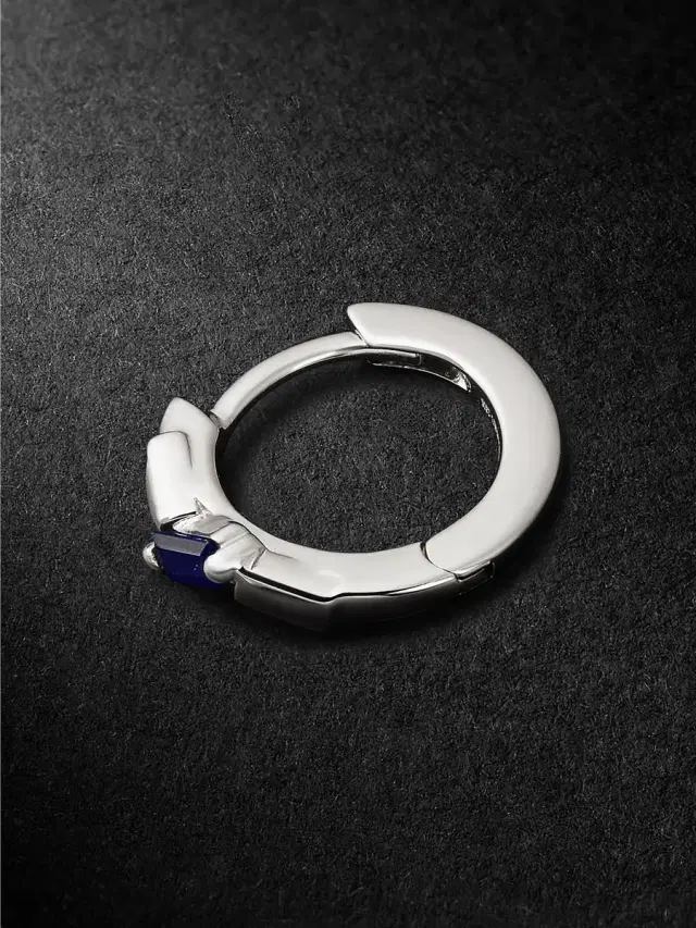 Suzanne Kalan 18-Karat White Gold Sapphire Hoop Earring - Men