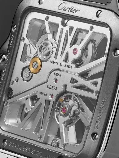 Cartier Santos de Limited Edition Hand-Wound Skeleton 39.8mm Interchangeable Steel and Rubber Watch, Ref. No. WHSA0026 - Men | Thumbnail 3