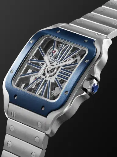 Cartier Santos de Limited Edition Hand-Wound Skeleton 39.8mm Interchangeable Steel and Rubber Watch, Ref. No. WHSA0026 - Men | Thumbnail 4
