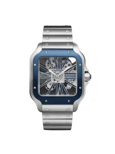 Cartier Santos de Limited Edition Hand-Wound Skeleton 39.8mm Interchangeable Steel and Rubber Watch, Ref. No. WHSA0026 - Men | Thumbnail 1