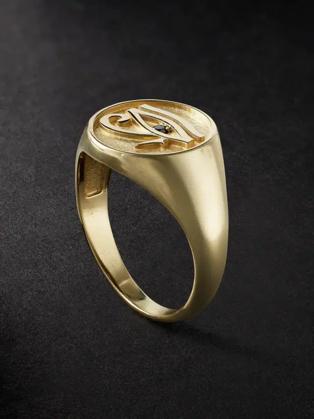 Jacquie Aiche Eye Of Horus Gold Diamond Signet Ring - Men