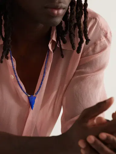 Jacquie Aiche Gold, Lapis Lazuli and Diamond Beaded Necklace - Men | Thumbnail 2