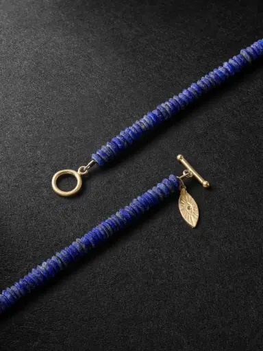 Jacquie Aiche Gold, Lapis Lazuli and Diamond Beaded Necklace - Men | Thumbnail 3
