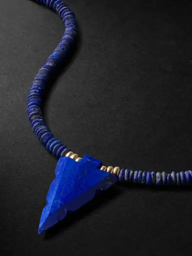Jacquie Aiche Gold, Lapis Lazuli and Diamond Beaded Necklace - Men | Thumbnail 4