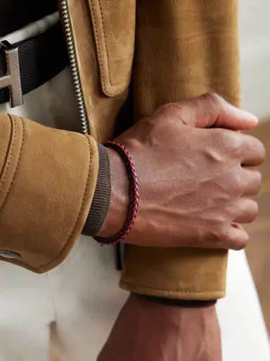 Chopard Classic Racing Woven Leather and Silver-Tone Bracelet - Men | Thumbnail 2