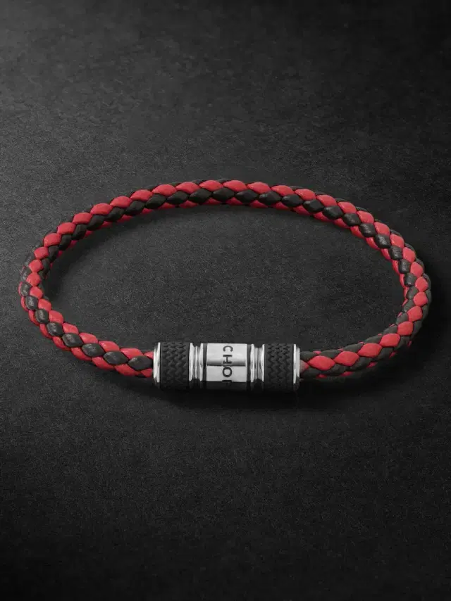 Chopard Classic Racing Woven Leather and Silver-Tone Bracelet - Men