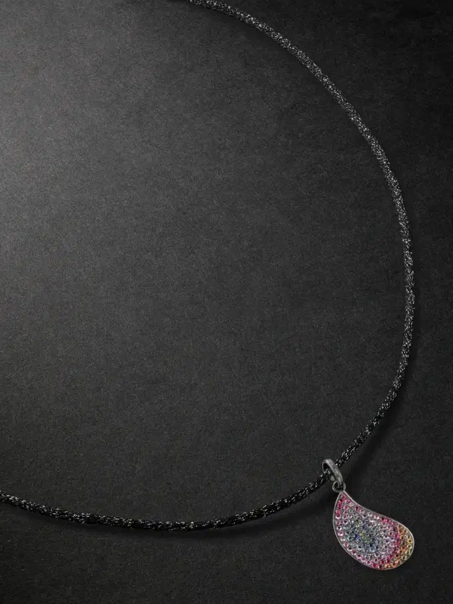 Carolina Bucci Superstellar Blackened Gold, Multi-Stone and Lurex Pendant Necklace - Men