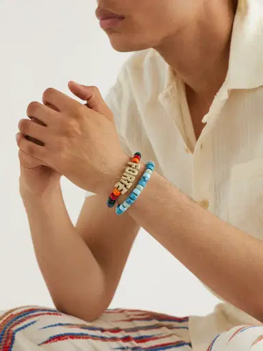 Carolina Bucci Mykonos Forte Beads Blackened Gold Multi-Stone Bracelet - Men | Thumbnail 2 Carolina Bucci Mykonos Forte Beads Blackened Gold Multi-Stone Bracelet - Men | Thumbnail 2