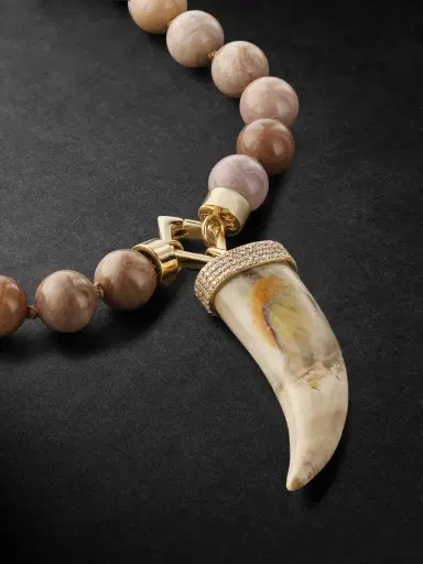Sydney Evan Gold, Wood and Diamond Beaded Pendant Necklace - Men | Thumbnail 3 Sydney Evan Gold, Wood and Diamond Beaded Pendant Necklace - Men | Thumbnail 3