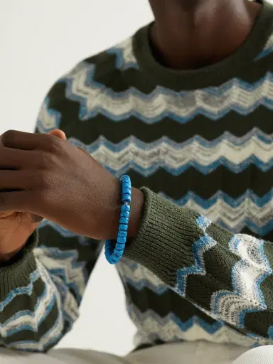 Carolina Bucci Forte Beads Blackened Gold Turquoise Bracelet - Men | Thumbnail 2 Carolina Bucci Forte Beads Blackened Gold Turquoise Bracelet - Men | Thumbnail 2