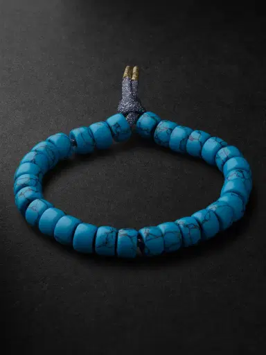 Carolina Bucci Forte Beads Blackened Gold Turquoise Bracelet - Men | Thumbnail 1 Carolina Bucci Forte Beads Blackened Gold Turquoise Bracelet - Men | Thumbnail 1
