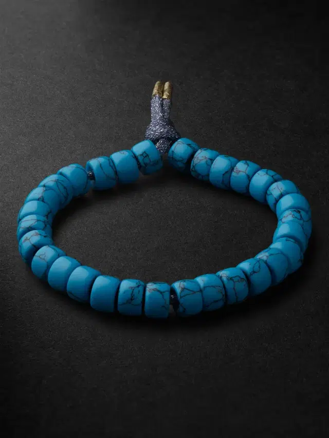 Carolina Bucci Forte Beads Blackened Gold Turquoise Bracelet - Men