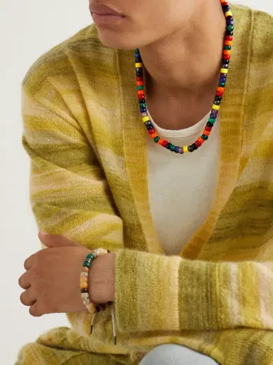 Carolina Bucci Formentera Forte Beads Gold Multi-Stone Necklace - Men | Thumbnail 2 Carolina Bucci Formentera Forte Beads Gold Multi-Stone Necklace - Men | Thumbnail 2