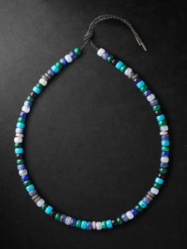 Carolina Bucci Portofino Forte Beads White and Blackened Gold Multi-Stone Necklace - Men | Thumbnail 1 Carolina Bucci Portofino Forte Beads White and Blackened Gold Multi-Stone Necklace - Men | Thumbnail 1
