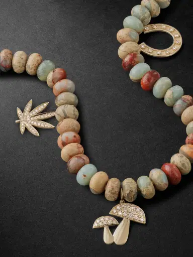 Sydney Evan Gold, Snakeskin Jasper and Diamond Beaded Pendant Necklace - Men | Thumbnail 4 Sydney Evan Gold, Snakeskin Jasper and Diamond Beaded Pendant Necklace - Men | Thumbnail 4