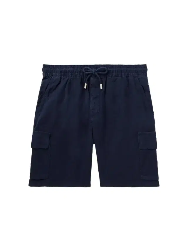 Straight-Leg Linen Drawstring Cargo Shorts - Men