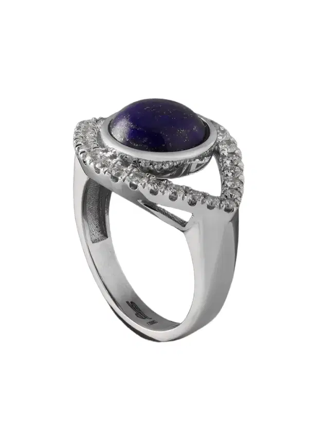 Eye Large White Gold Lapis Lazuli and Diamond Ring - Men