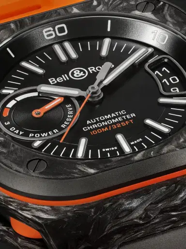 Bell & Ross BR-X5 Carbon Orange Limited Edition Automatic Chronometer DLC-Coated Titanium Watch, Ref. BRX5R-BO-TC/SRB - Men | Thumbnail 6 Bell & Ross BR-X5 Carbon Orange Limited Edition Automatic Chronometer DLC-Coated Titanium Watch, Ref. BRX5R-BO-TC/SRB - Men | Thumbnail 6