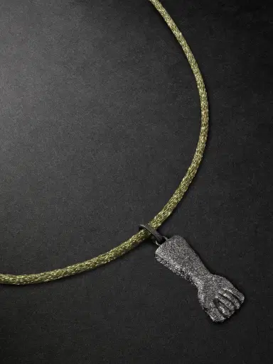 Carolina Bucci Florentine Finish Figa Blackened Gold Lurex Pendant Necklace - Men | Thumbnail 4