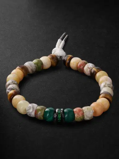 Carolina Bucci Hamptons Forte Beads Blackened Gold Multi-Stone Bracelet - Men | Thumbnail 1 Carolina Bucci Hamptons Forte Beads Blackened Gold Multi-Stone Bracelet - Men | Thumbnail 1