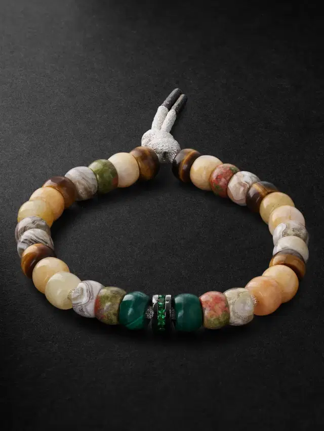 Carolina Bucci Hamptons Forte Beads Blackened Gold Multi-Stone Bracelet - Men