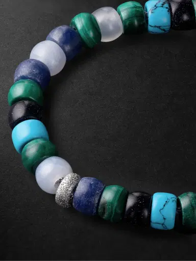 Carolina Bucci Portofino Forte Beads White Gold Multi-Stone Bracelet - Men | Thumbnail 4 Carolina Bucci Portofino Forte Beads White Gold Multi-Stone Bracelet - Men | Thumbnail 4