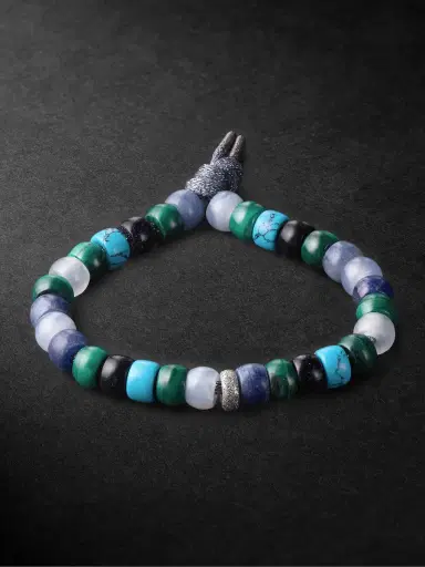 Carolina Bucci Portofino Forte Beads White Gold Multi-Stone Bracelet - Men | Thumbnail 1 Carolina Bucci Portofino Forte Beads White Gold Multi-Stone Bracelet - Men | Thumbnail 1