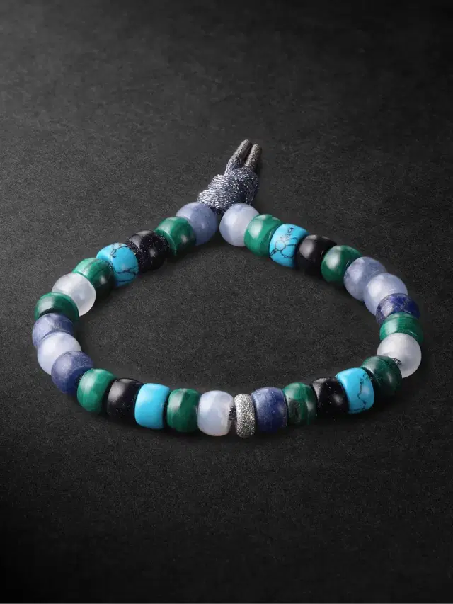 Carolina Bucci Portofino Forte Beads White Gold Multi-Stone Bracelet - Men