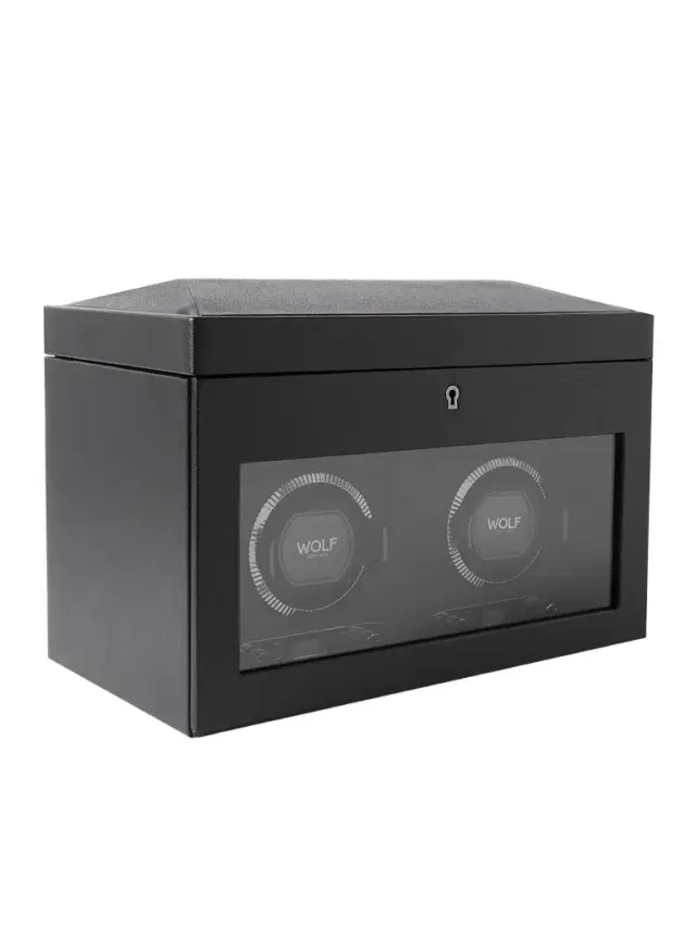 Wolf Pebble-Grain Vegan Leather Double Watch-Winder - Men