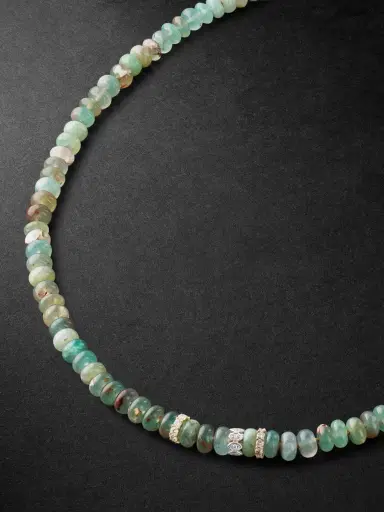 Sydney Evan Gold, Aquamarine and Diamond Beaded Necklace - Men | Thumbnail 1 Sydney Evan Gold, Aquamarine and Diamond Beaded Necklace - Men | Thumbnail 1