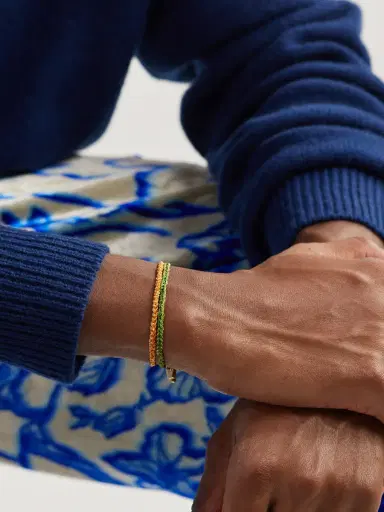 Carolina Bucci Lucky Money Gold and Silk Bracelet - Men | Thumbnail 4
