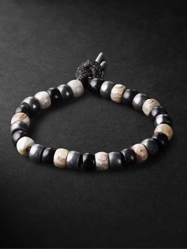 Carolina Bucci St Tropez Forte Beads White Gold Multi-Stone Bracelet - Men