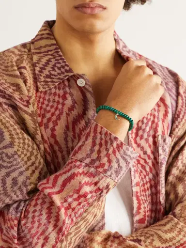Sydney Evan Moon Gold, Malachite and Enamel Bracelet - Men | Thumbnail 2 Sydney Evan Moon Gold, Malachite and Enamel Bracelet - Men | Thumbnail 2