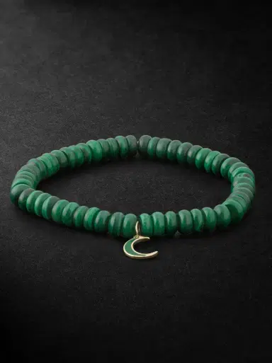 Sydney Evan Moon Gold, Malachite and Enamel Bracelet - Men | Thumbnail 1 Sydney Evan Moon Gold, Malachite and Enamel Bracelet - Men | Thumbnail 1