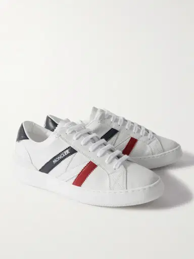 Moncler Monaco M Striped Leather Sneakers - Men | Thumbnail 4 Moncler Monaco M Striped Leather Sneakers - Men | Thumbnail 4