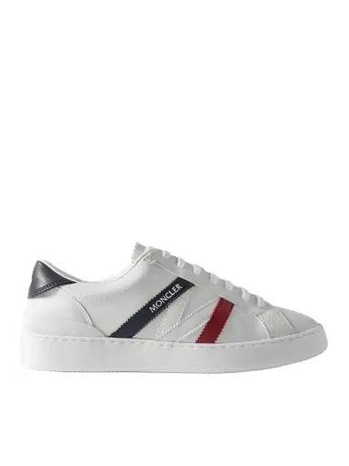 Moncler Monaco M Striped Leather Sneakers - Men | Thumbnail 1 Moncler Monaco M Striped Leather Sneakers - Men | Thumbnail 1