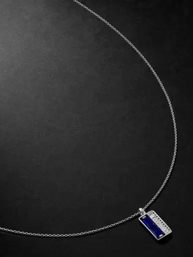 Suzanne Kalan 18-Karat White Gold, Lapis Lazuli and Diamond Pendant Necklace - Men | Thumbnail 1 Suzanne Kalan 18-Karat White Gold, Lapis Lazuli and Diamond Pendant Necklace - Men | Thumbnail 1
